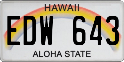 HI license plate EDW643
