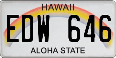 HI license plate EDW646