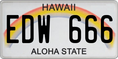 HI license plate EDW666