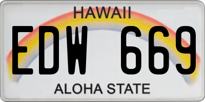 HI license plate EDW669
