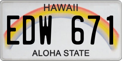 HI license plate EDW671