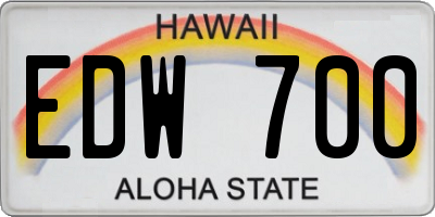 HI license plate EDW700