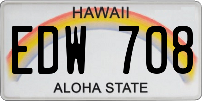 HI license plate EDW708