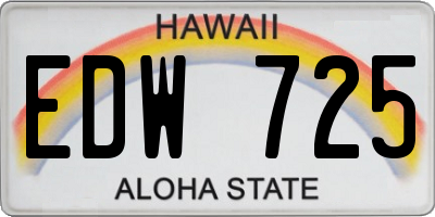 HI license plate EDW725