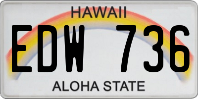 HI license plate EDW736