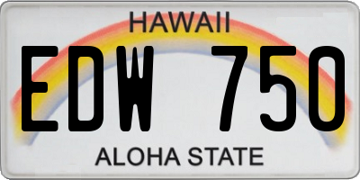 HI license plate EDW750
