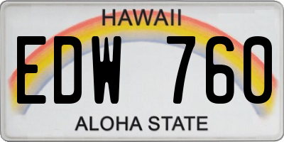 HI license plate EDW760