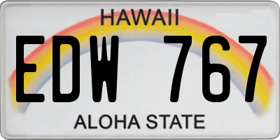 HI license plate EDW767