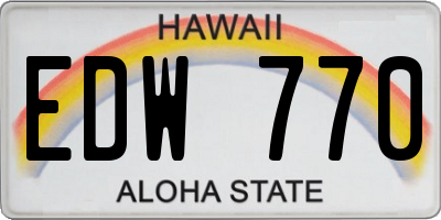 HI license plate EDW770