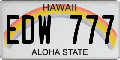 HI license plate EDW777