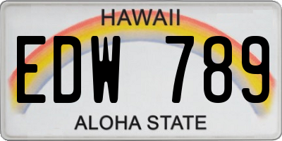 HI license plate EDW789