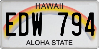 HI license plate EDW794
