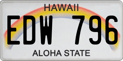 HI license plate EDW796