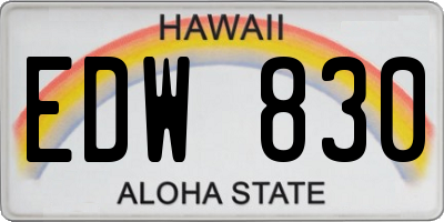 HI license plate EDW830