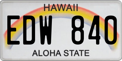 HI license plate EDW840