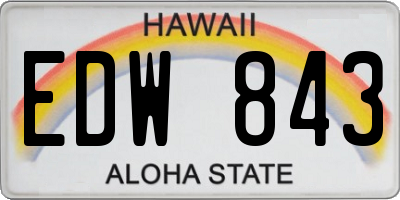 HI license plate EDW843