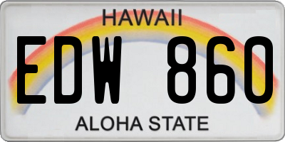 HI license plate EDW860