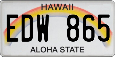 HI license plate EDW865