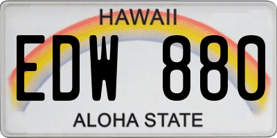 HI license plate EDW880
