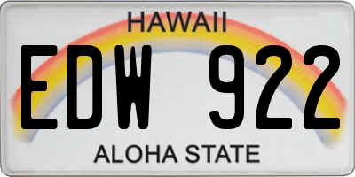 HI license plate EDW922