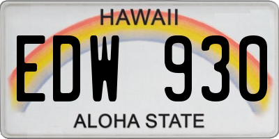 HI license plate EDW930