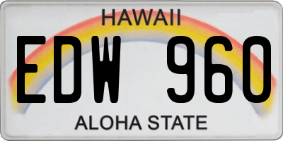 HI license plate EDW960