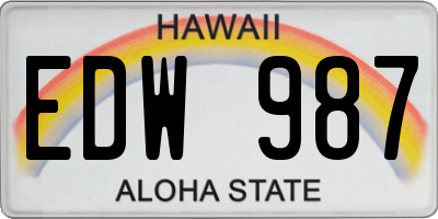 HI license plate EDW987