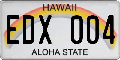 HI license plate EDX004