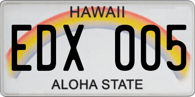 HI license plate EDX005
