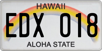 HI license plate EDX018