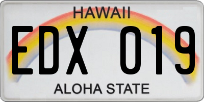 HI license plate EDX019