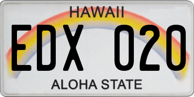 HI license plate EDX020