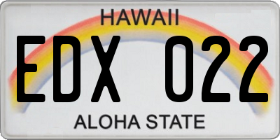 HI license plate EDX022