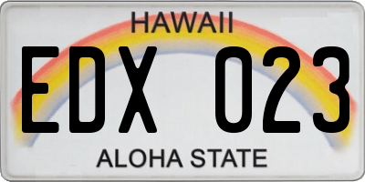 HI license plate EDX023