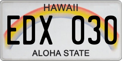 HI license plate EDX030