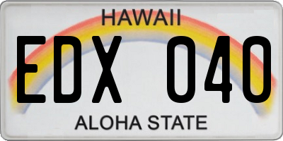 HI license plate EDX040