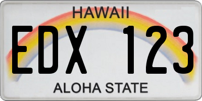 HI license plate EDX123