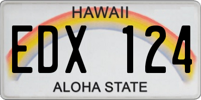 HI license plate EDX124