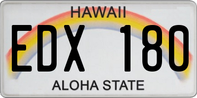 HI license plate EDX180