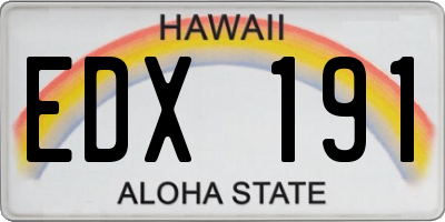 HI license plate EDX191