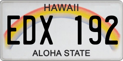 HI license plate EDX192