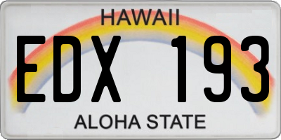 HI license plate EDX193
