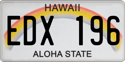 HI license plate EDX196