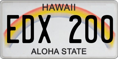 HI license plate EDX200
