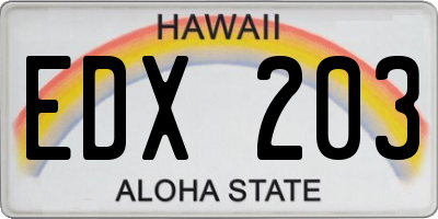 HI license plate EDX203