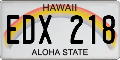 HI license plate EDX218