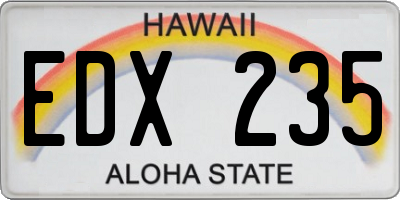 HI license plate EDX235