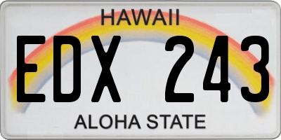 HI license plate EDX243