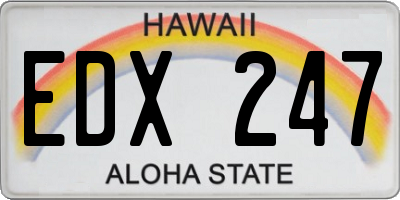 HI license plate EDX247