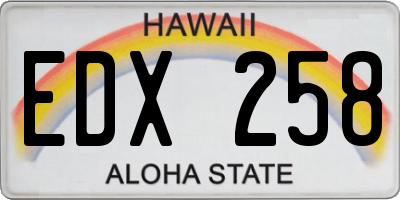 HI license plate EDX258